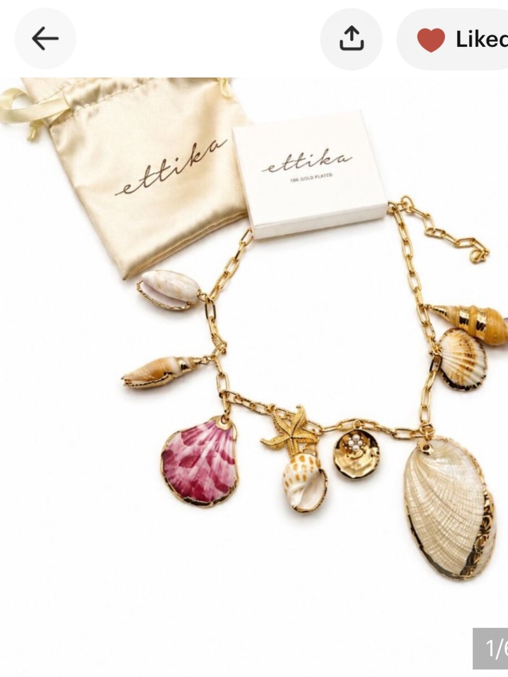 Ettika Private Island Assorted Shell Necklace 18k Gold Plating NEW!
